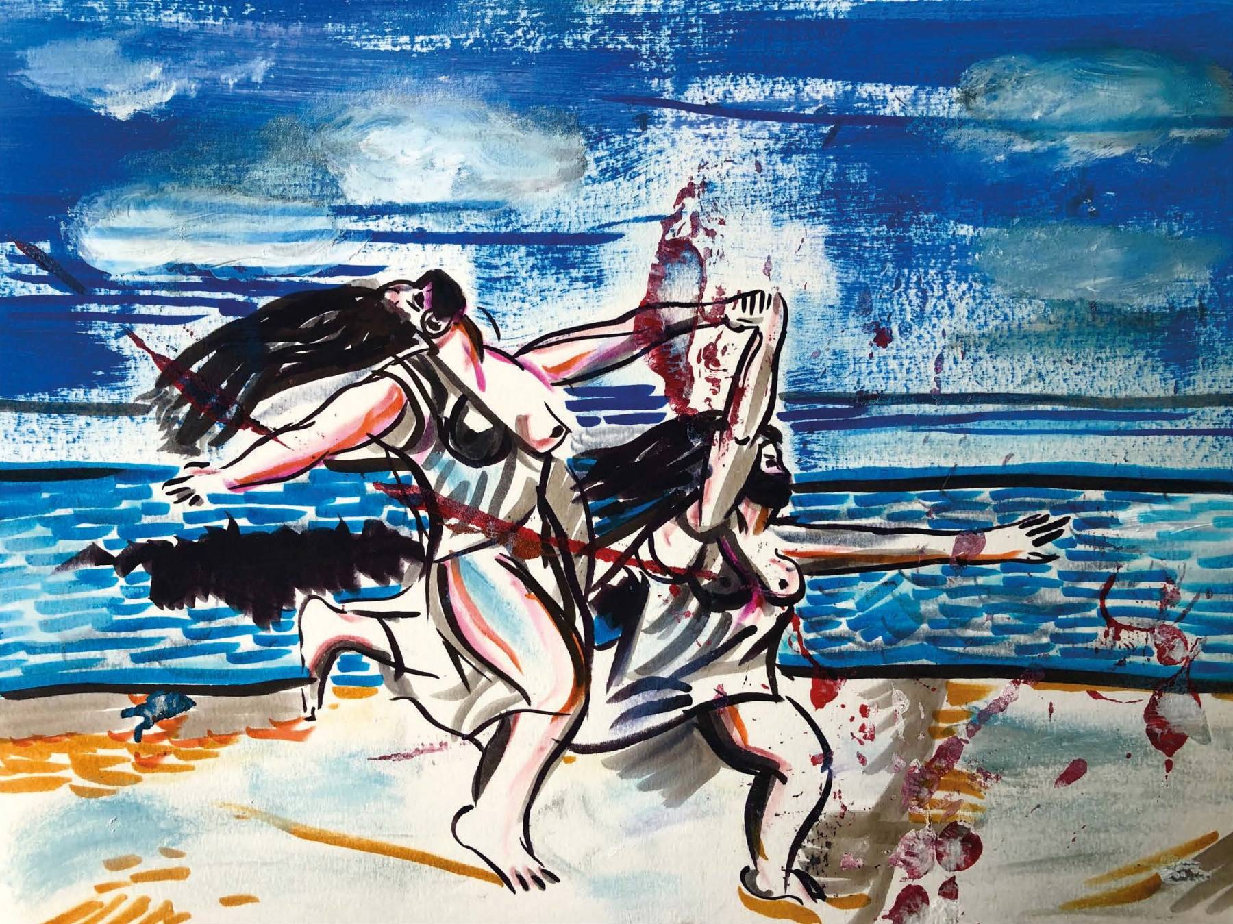 Femmes courant sur la plage, 2020 - MARTINEZ Rodolphe